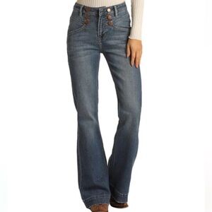 ROCK & ROLL COWGIRL HIGH RISE BUTTON DETAIL TROUSER JEAN W8H1665 30 x 32